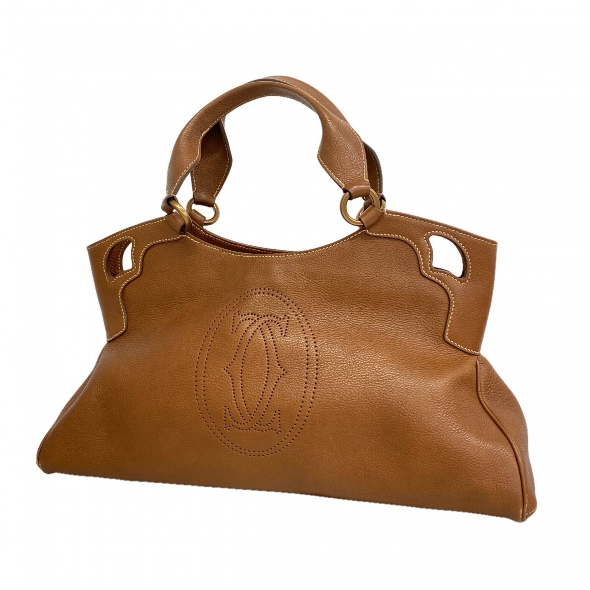 Cartier Marcello Leather Handbag, Brown, Women's, Op011923